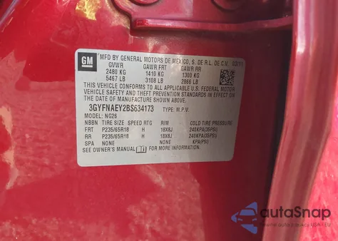 2011 Cadillac Srx Luxury Collection from USA, damaged, VIN 3GYFNAEY2BS634173